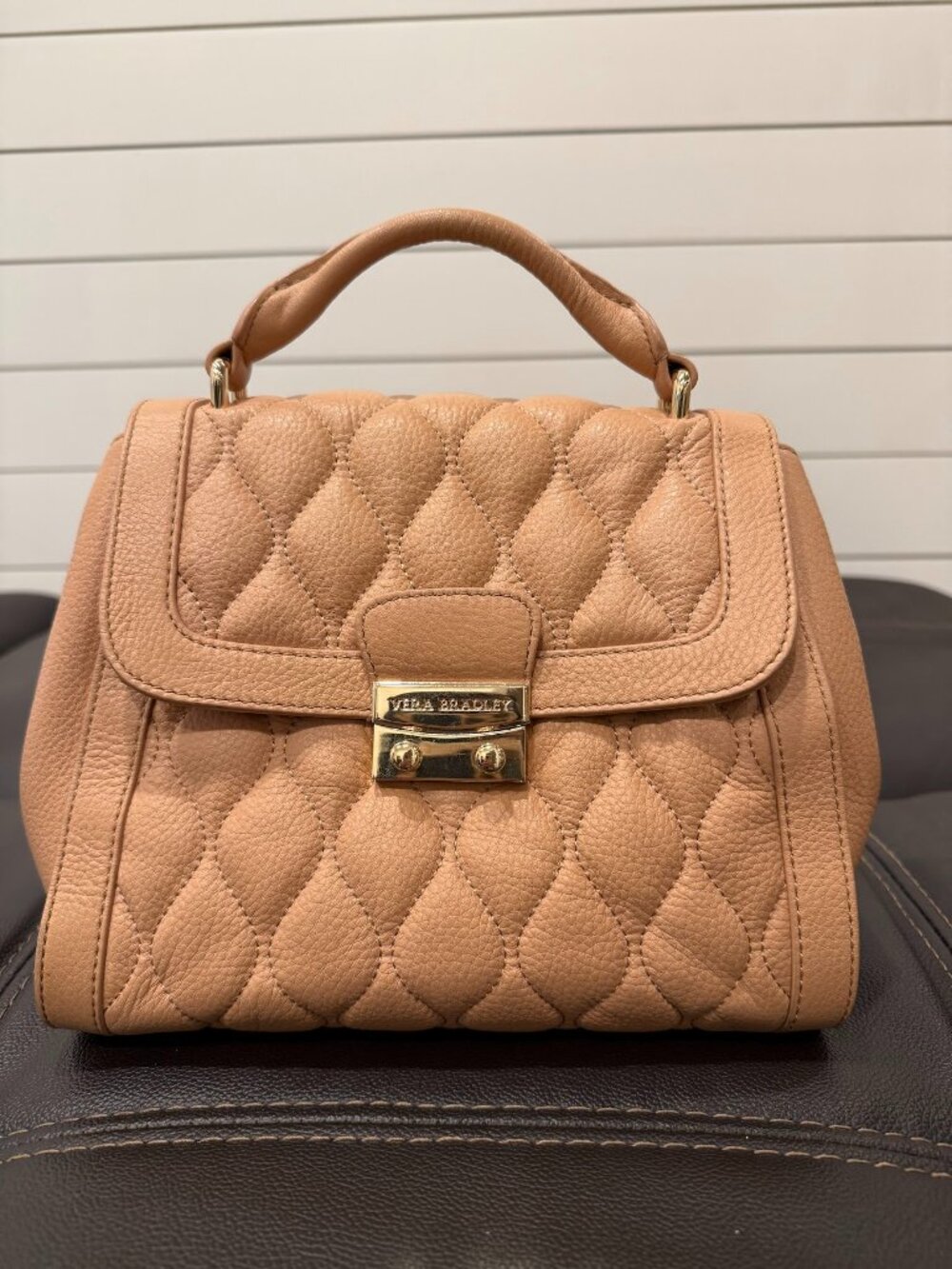 Vera Bradley Mini Stella Quilted Satchel Tan Brown Handbag